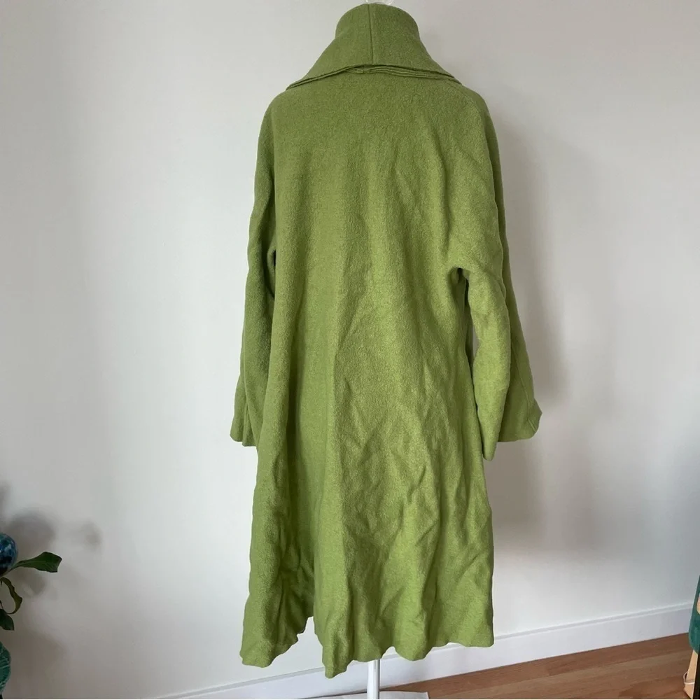 Kostron Atelier German 100% Virgin Wool Green Lagenlook Single Button Coat EUC M - Picture 3 of 11